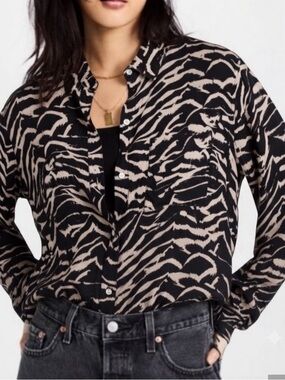 Rails Zebra Print Black and Tan Blouse
